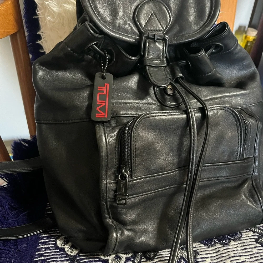 Vintage 90’s Tumi drawstring leather mini backpack
